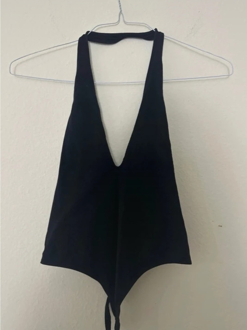 Express Plunge Halter Bodysuit in Black